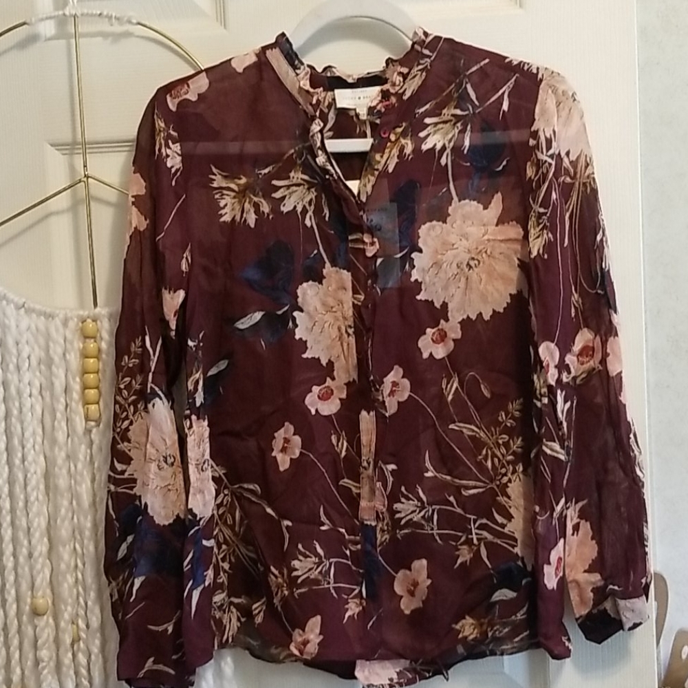 NWT Lucky Brand Sheer Blouse